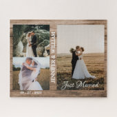 写真モダンシンプルパーソナライズされたギフト愛カップル ジグソーパズル (横)