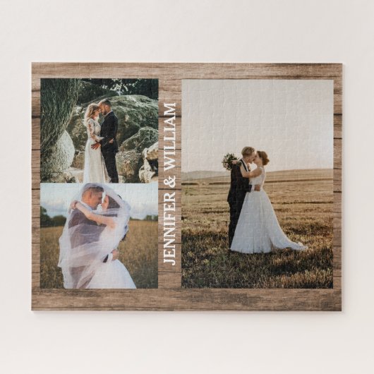 写真モダンシンプルパーソナライズされたギフト愛カップル ジグソーパズル (横)