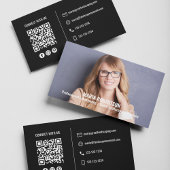 写真モダンシンプルブラックQRコードソーシャルメディア 名刺
