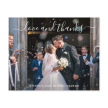 写真モダンシンプル予算結婚のサンキューカード