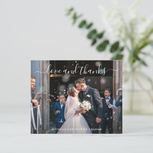 写真モダンシンプル予算結婚のサンキューカード (スタンド正面)