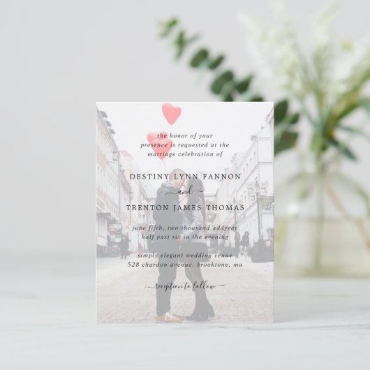 写真モダンシンプル予算結婚式招待状 (スタンド正面)