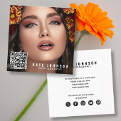 写真モダンシンプル写真ミニマルQRコード スクエア名刺