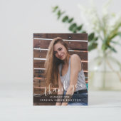 写真モダンシンプル卒業エレガントありがとう ポストカード (スタンド正面)