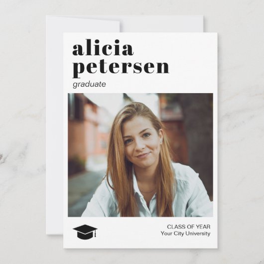 写真モダンシンプル卒業発表 案内状 (正面)