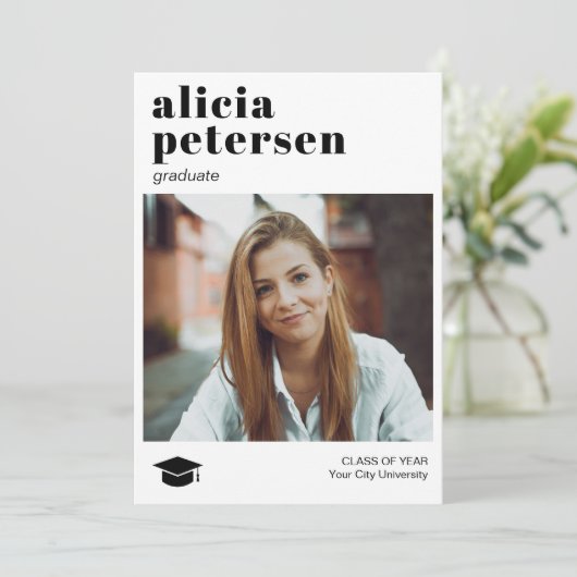 写真モダンシンプル卒業発表 案内状 (スタンド正面)