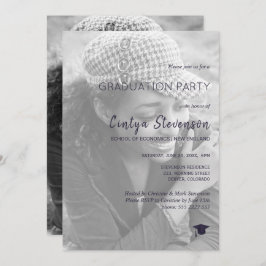 写真モダンシンプル卒業記念パーティーへの招待 招待状