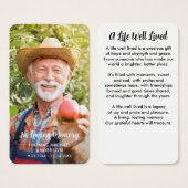 写真モダンシンプル記念葬式祈りの言葉カード (正面&裏面)