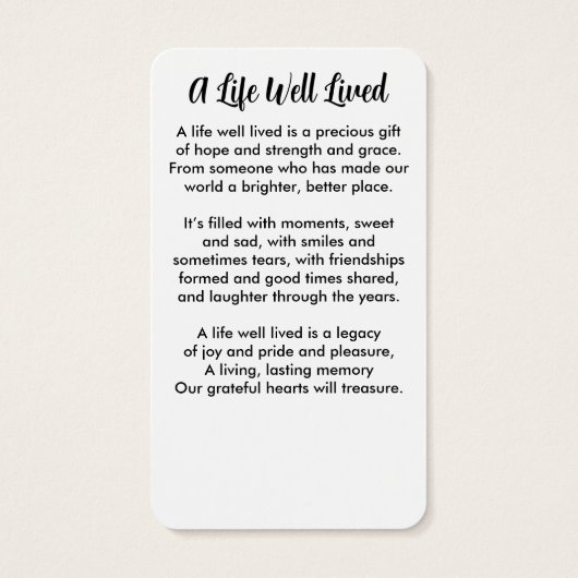 写真モダンシンプル記念葬式祈りの言葉カード (裏面)