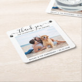 写真モダンスクリプエレガントトありがとうござ結婚う スクエアペーパーコースター (アングル)