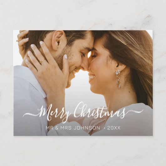 写真モダンスクリプエレガントトのクリスマススタイリッシュ シーズンポストカード (正面)