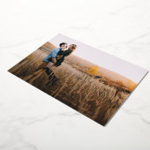 写真モダンスクリプト結婚式の日付カードの保存 箔招待状 (回転した状態)