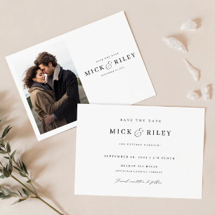 写真モダンスタイリッシュの結婚式の日付を保存 招待状