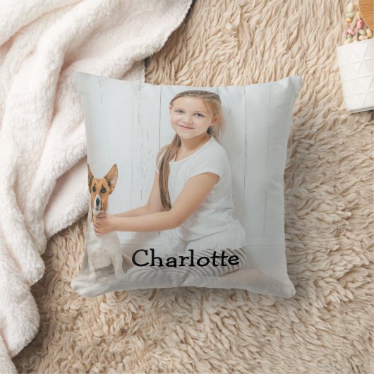 写真モダンスタイリッシュパーソナライズされたモノグラム クッション (ブランケット)