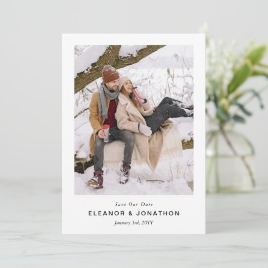 写真モダンスタイリッシュ日付の保存 セーブザデート (スタンド正面)