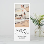 写真モダンストリップ日付の保存 招待状 (スタンド正面)