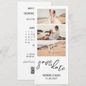 写真モダンストリップ日付の保存 招待状 (正面/裏面)