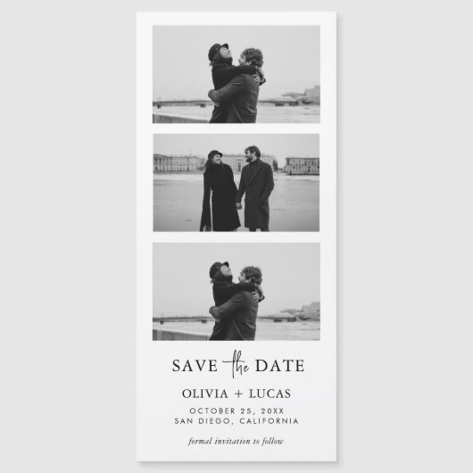 写真モダンストリップ磁気結婚式の日付を保存 (正面)