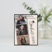 写真モダンストリップBeige卒業発表 ポストカード (スタンド正面)