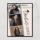 写真モダンストリップBeige卒業発表 ポストカード (正面)