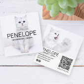 写真モダンスパーソナライズされたキャン可能QRコード2つ スクエア名刺