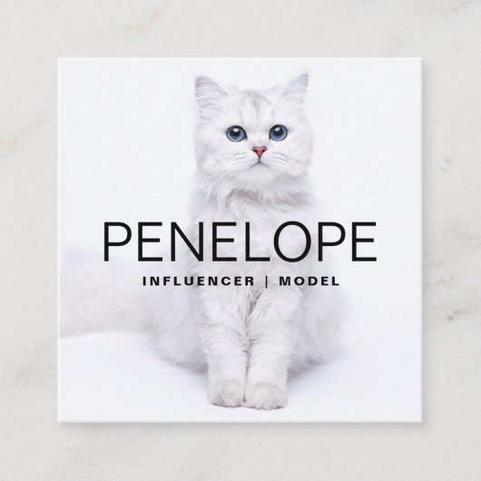 写真モダンスパーソナライズされたキャン可能QRコード2つ スクエア名刺 (正面)