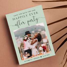 写真モダンセージ結婚式レセプション日付の保存 案内状