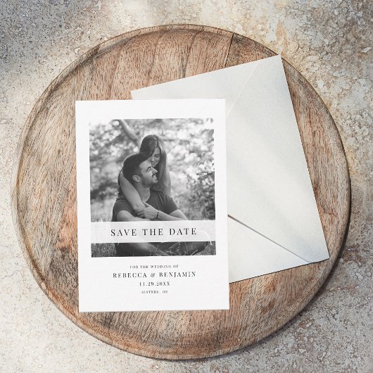 写真モダンセーブ・ザ・デート案内 ノートカード