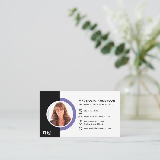 写真モダンソーシャルメディアアイコン実在エステート 名刺 (スタンド正面)
