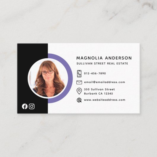 写真モダンソーシャルメディアアイコン実在エステート 名刺 (正面)