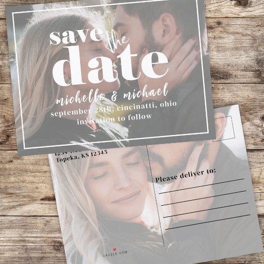 写真モダンタイポグラフィはっきりしたミニマシンプルリスト 案内ポストカード