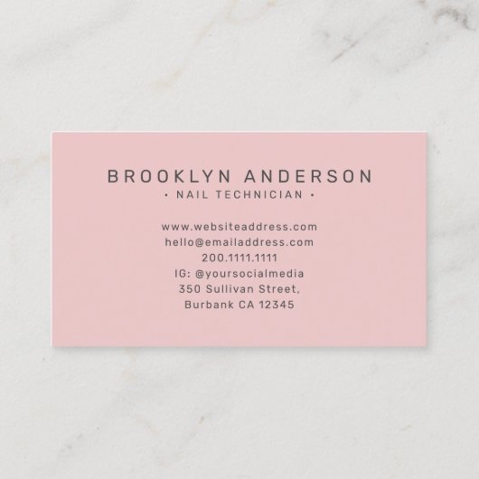 写真モダンタイポグラフィネイルアーティスト 名刺 (裏面)