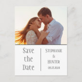 写真モダンタイポグラフィパーソナライズされた日付の保存 案内ポストカード (正面)