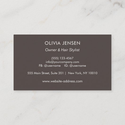 写真モダンタイポグラフィメイクアップアーティスト 名刺 (裏面)