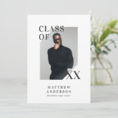 写真モダンタイポグラフィ卒業パーティー招待状 案内状 (スタンド正面)