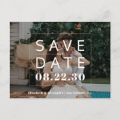 写真モダンタイポグラフィ白黒結婚ズ 案内ポストカード (正面)