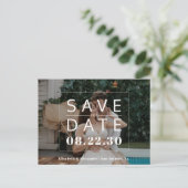 写真モダンタイポグラフィ白黒結婚ズ 案内ポストカード (スタンド正面)