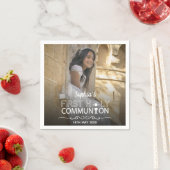 写真モダンタイポグラフィ第一聖餐式 スタンダードカクテルナプキン (インサイチュ)