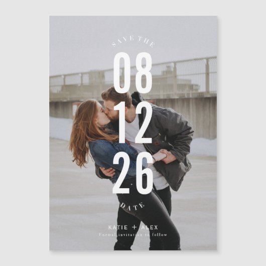 写真モダンタイポグラフィ結婚式の日付の保存 (正面)