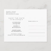 写真モダンタイポグラフィ結婚式の日付を保存 案内ポストカード (裏面)