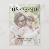 写真モダンタイポグラフィ結婚式の日付を保存 案内ポストカード (正面)