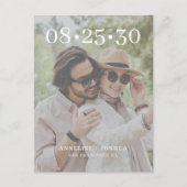 写真モダンタイポグラフィ結婚式の日付を保存 案内ポストカード (正面)