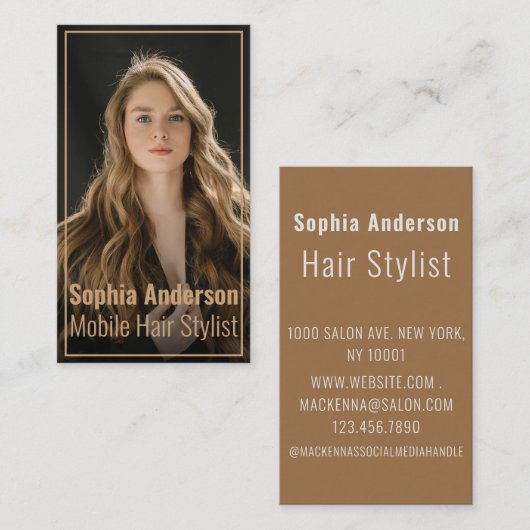 写真モダンタイポグラフィ美容師名刺 名刺 (正面/裏面)