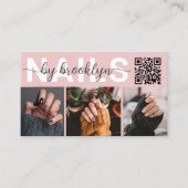 写真モダンタイポグラフィQRコードネイルアーティスト 名刺 (正面)