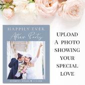 写真モダンダスティブルーウェディングレセプション招待状