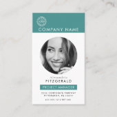 写真モダンティール（緑がかった色）アクアQRコードビジネス 名刺 (正面)