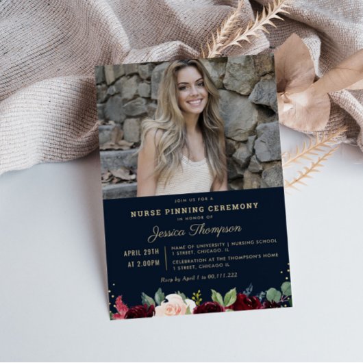 写真モダンナースピン留め式 招待状