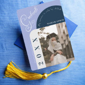 写真モダンネイビはっきりしたーブルーイスラム卒業 招待状