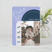 写真モダンネイビはっきりしたーブルーイスラム卒業 招待状 (スタンド正面)