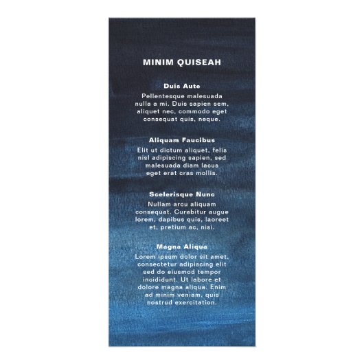 写真モダンネイビーブルーウォーターカラープールサービス ラックカード (裏面)